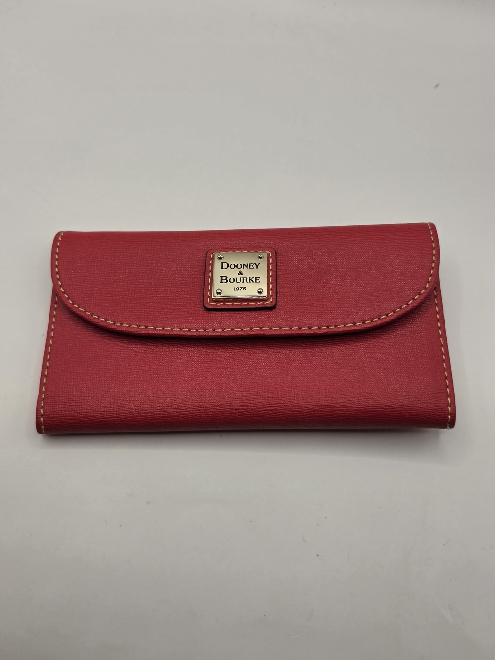 Dooney & Bourke Red Saffiano Leather Flap Long Wallet Continental Purse